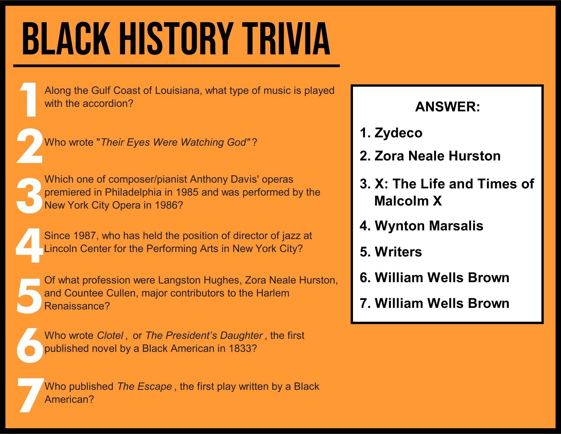 Free Printable Black History Month Trivia Questions And Answers