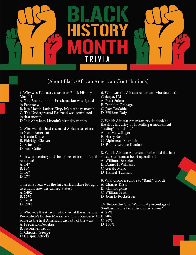 10 Best Black History Trivia Questions And Answers Printable 