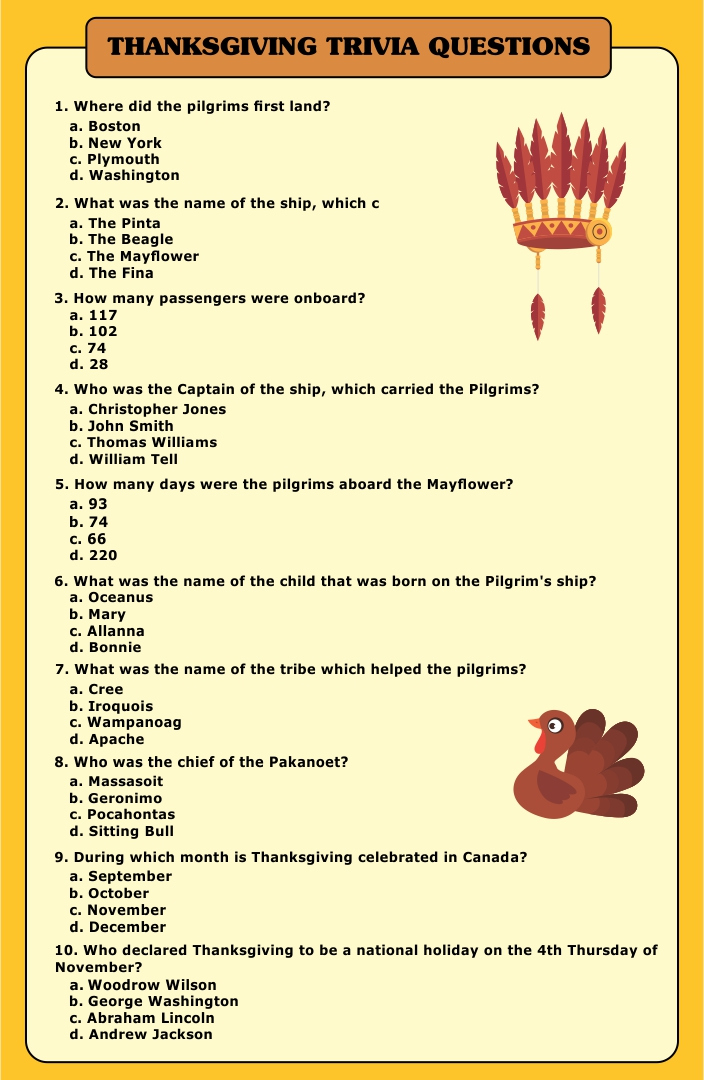 10 Best Free Printable Thanksgiving Trivia Quiz Printablee