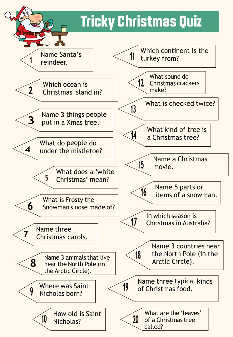 10 Best Printable Christmas Trivia Worksheets Printablee