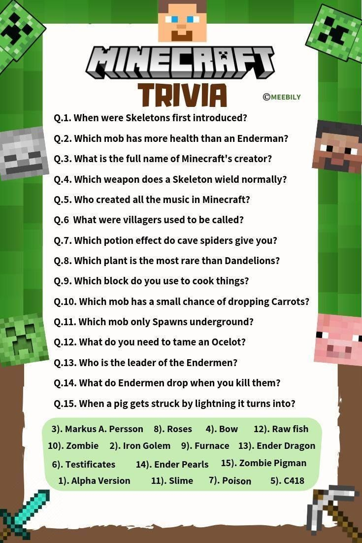 100 Minecraft Trivia Question Answer Trivia Questions This Or 