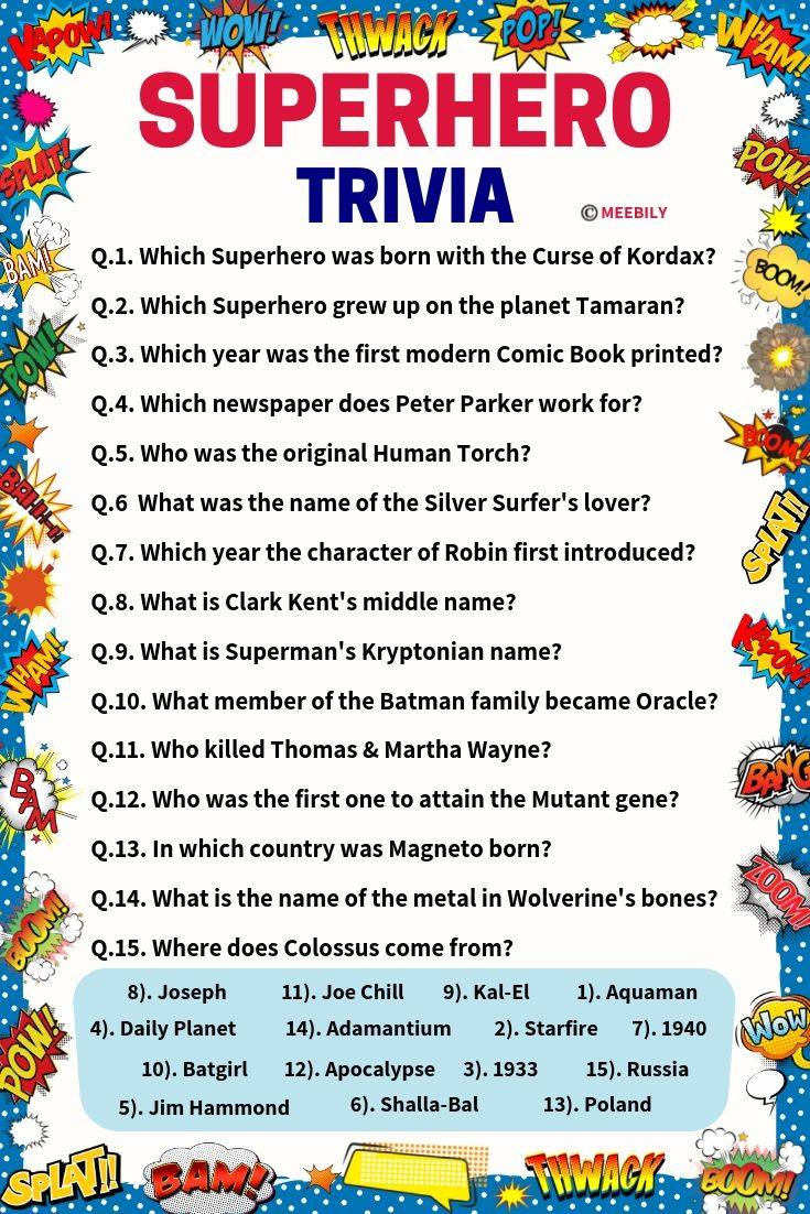 100 Superhero Trivia Questions Answers Meebily