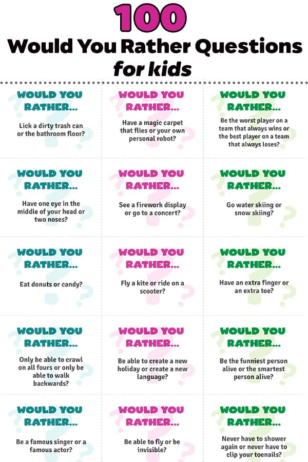 100 Would You Rather Questions For Kids The Best Ideas For Kids