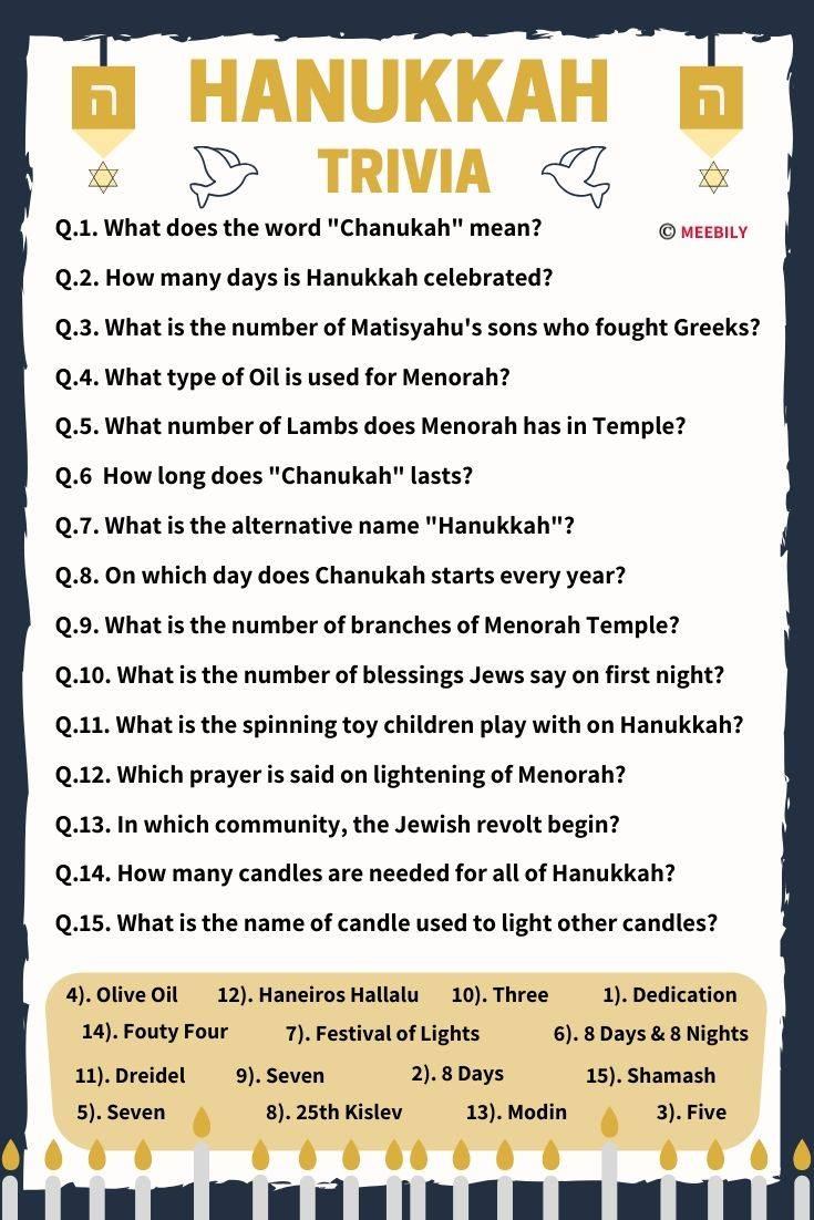 13 Hanukkah Trivia Questions And Answers Multiple Choice Information 