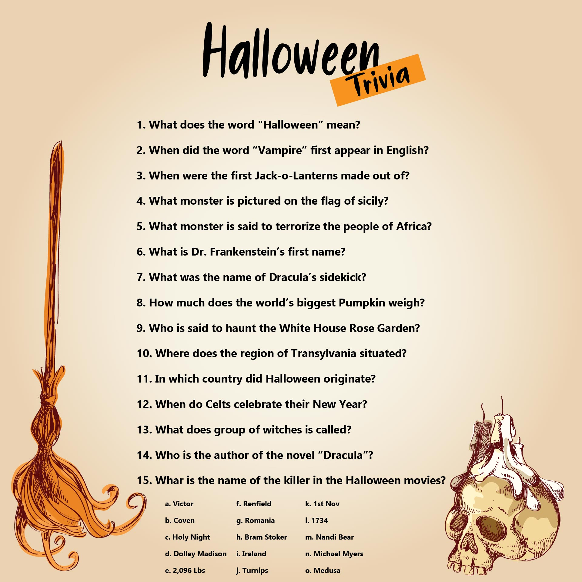 15 Best Free Printable Halloween Trivia Printablee