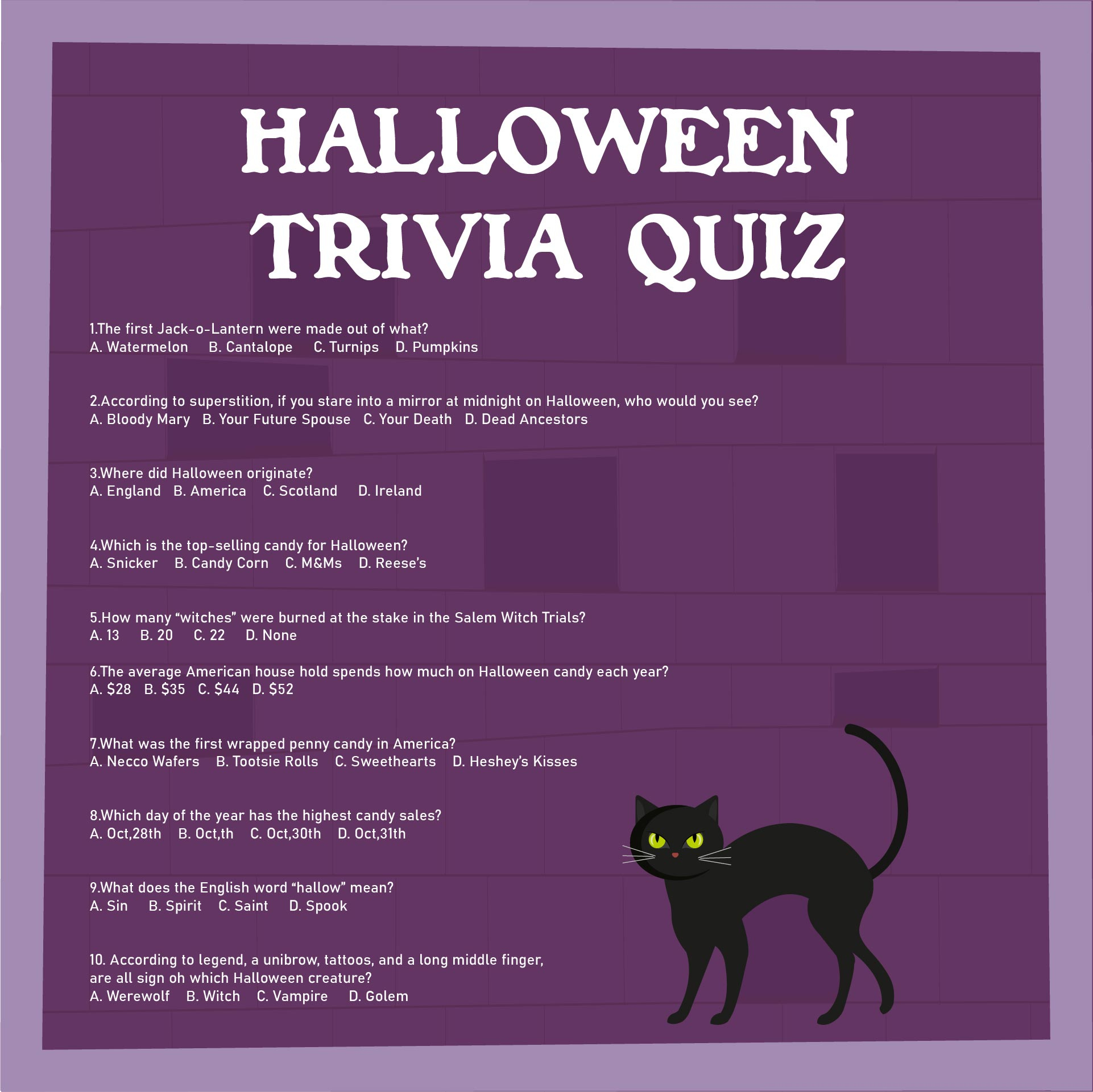 15 Best Printable Halloween Trivia And Answers Printablee