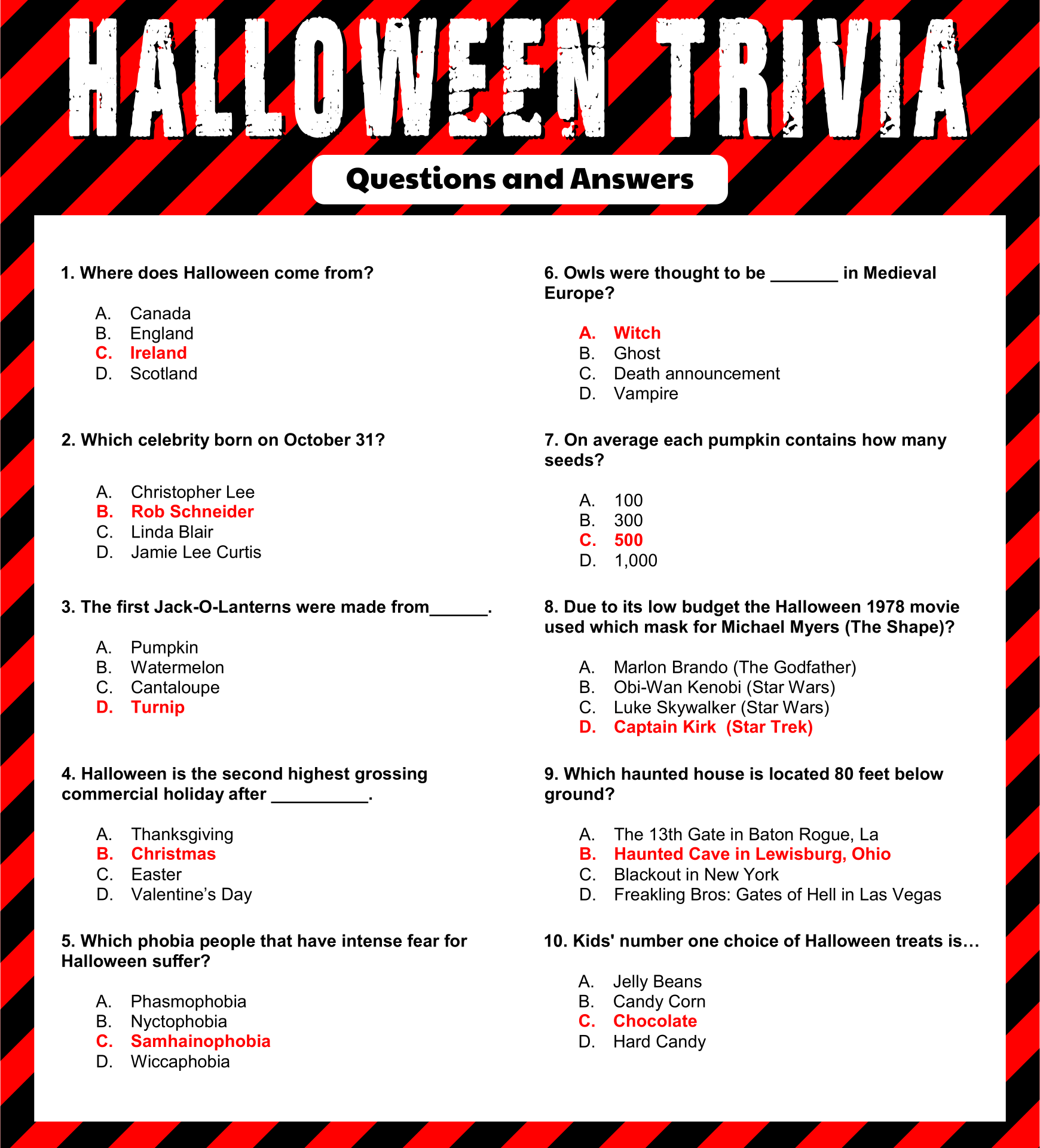 15 Best Printable Halloween Trivia For Adults Printablee