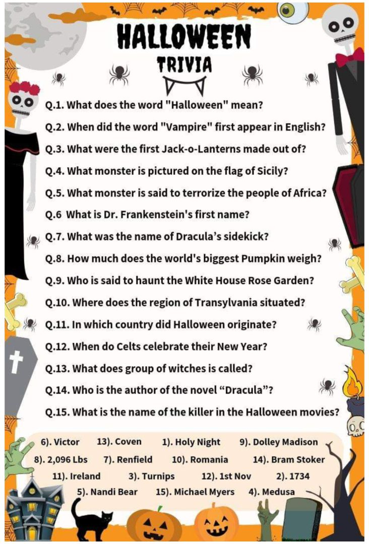 15 Best Printable Halloween Trivia For Adults Printablee