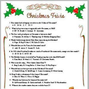 Christmas Trivia Questions And Answers Multiple Choice Printable