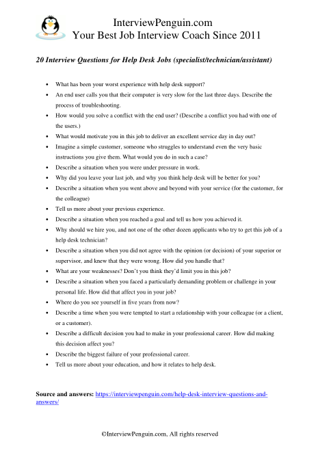 Printable Job Interview Questions And Answers