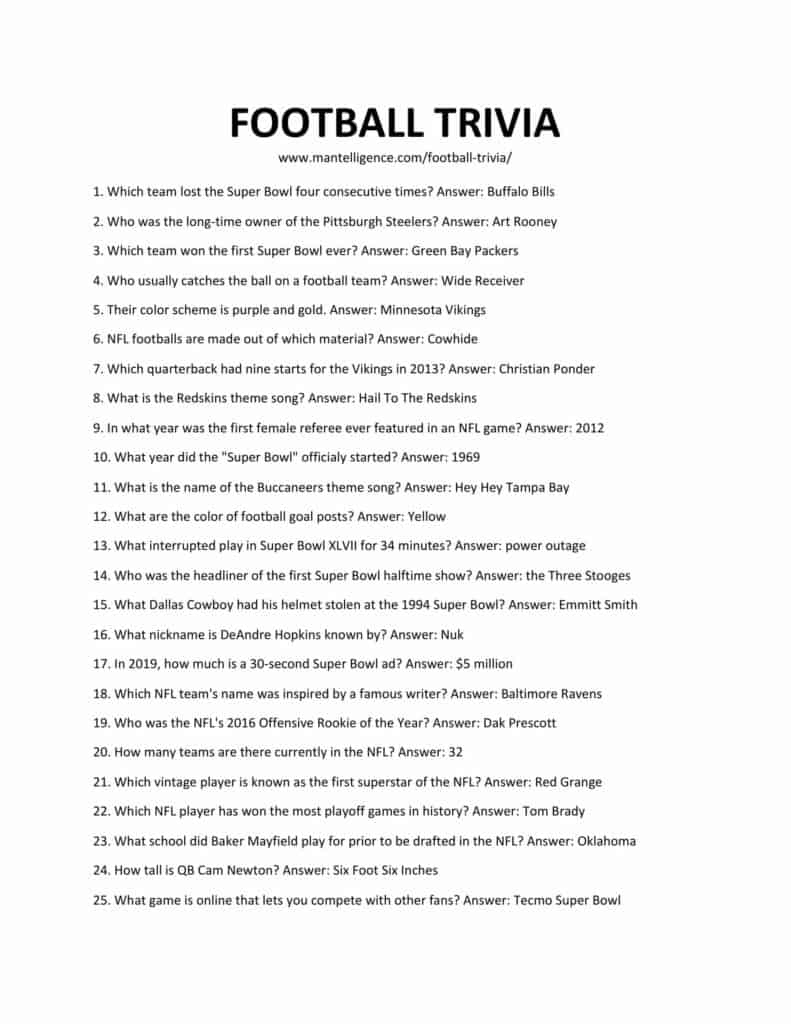 36 Best Football Trivia Questions And Answers Spark Fun Conversations 