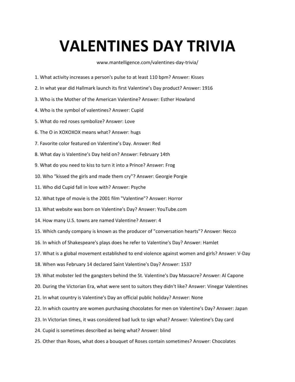 49 Best Valentines Day Trivia Questions And Answers