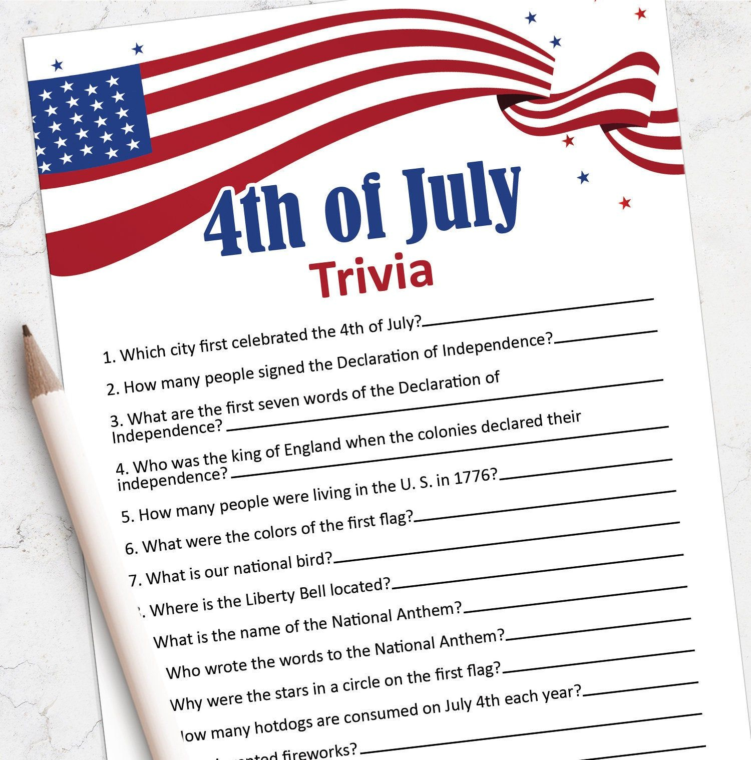 4Th Of July Trivia Printable Fourth Of July Trivia Game IMom