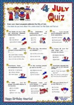 4th Of July Trivia Questions Quiz Printable Fourth Of July 2016 