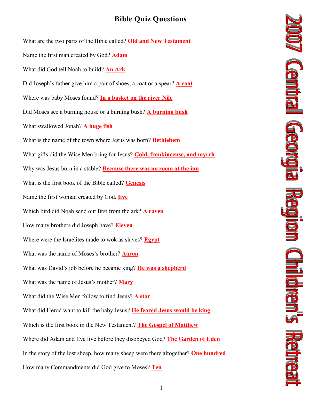 Catholic Trivia Questions And Answers Printable