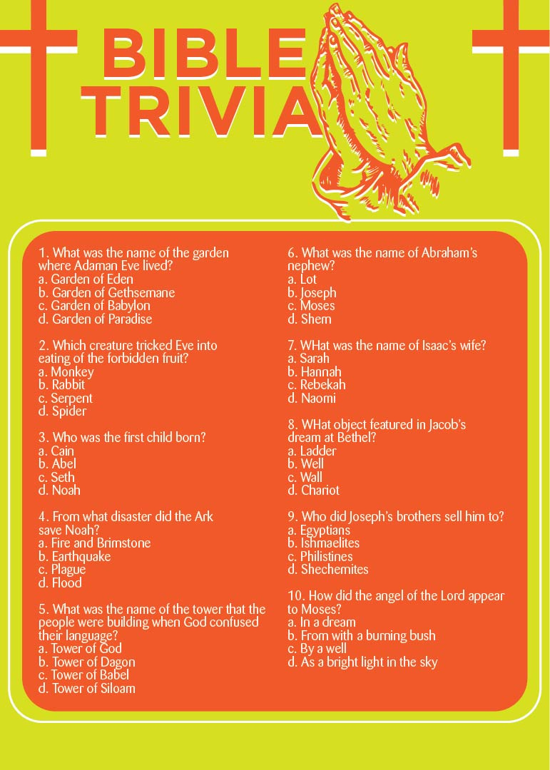 Bible Trivia Printable Questions Answers | Printable Questions And Answers