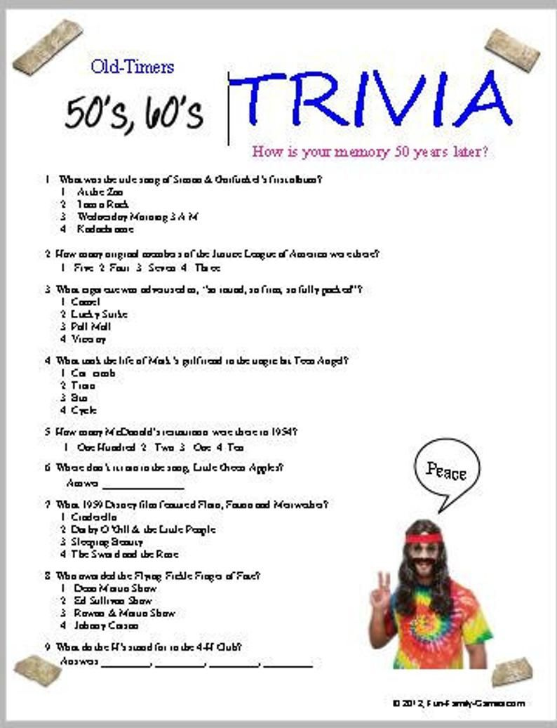 Printable Trivia Questions And Answers For Seniors