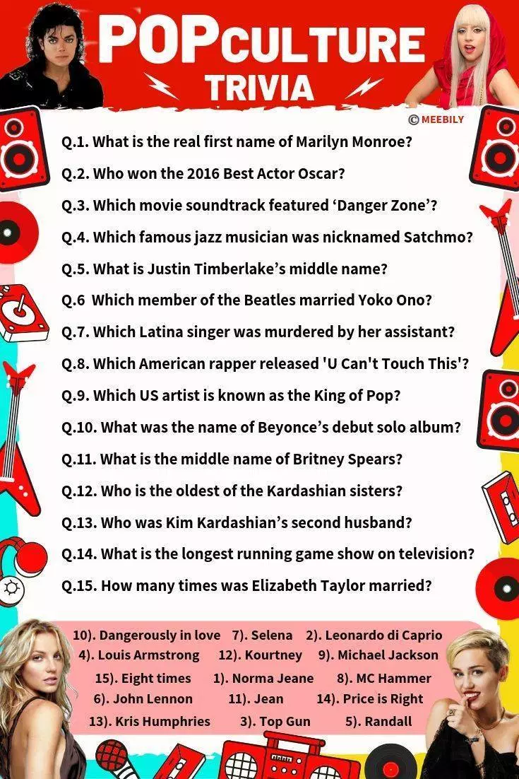 50 Pop Culture Trivia Questions Answers Meebily Trivia Questions 