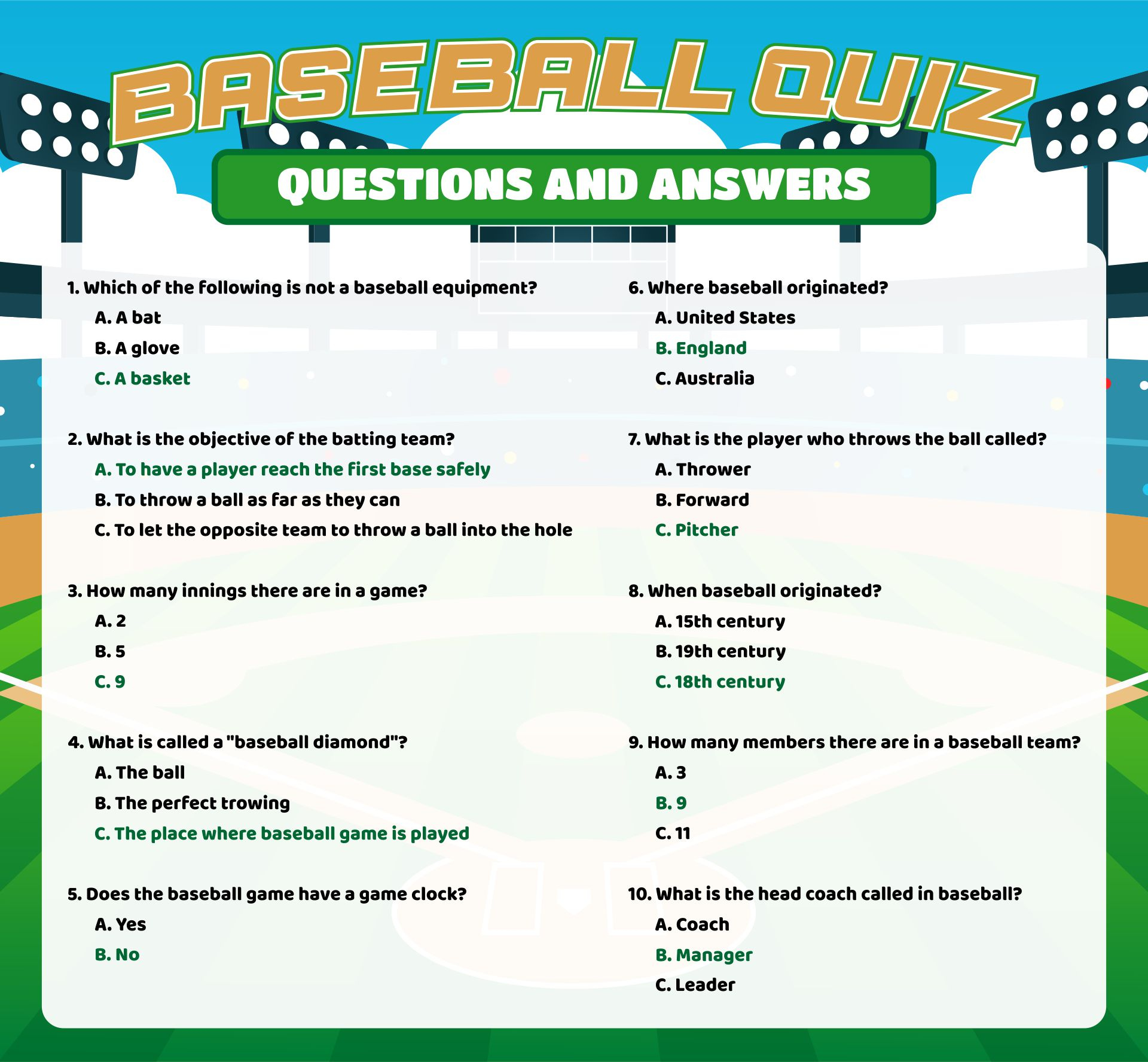 6 Best Printable Baseball Trivia And Answers Printablee