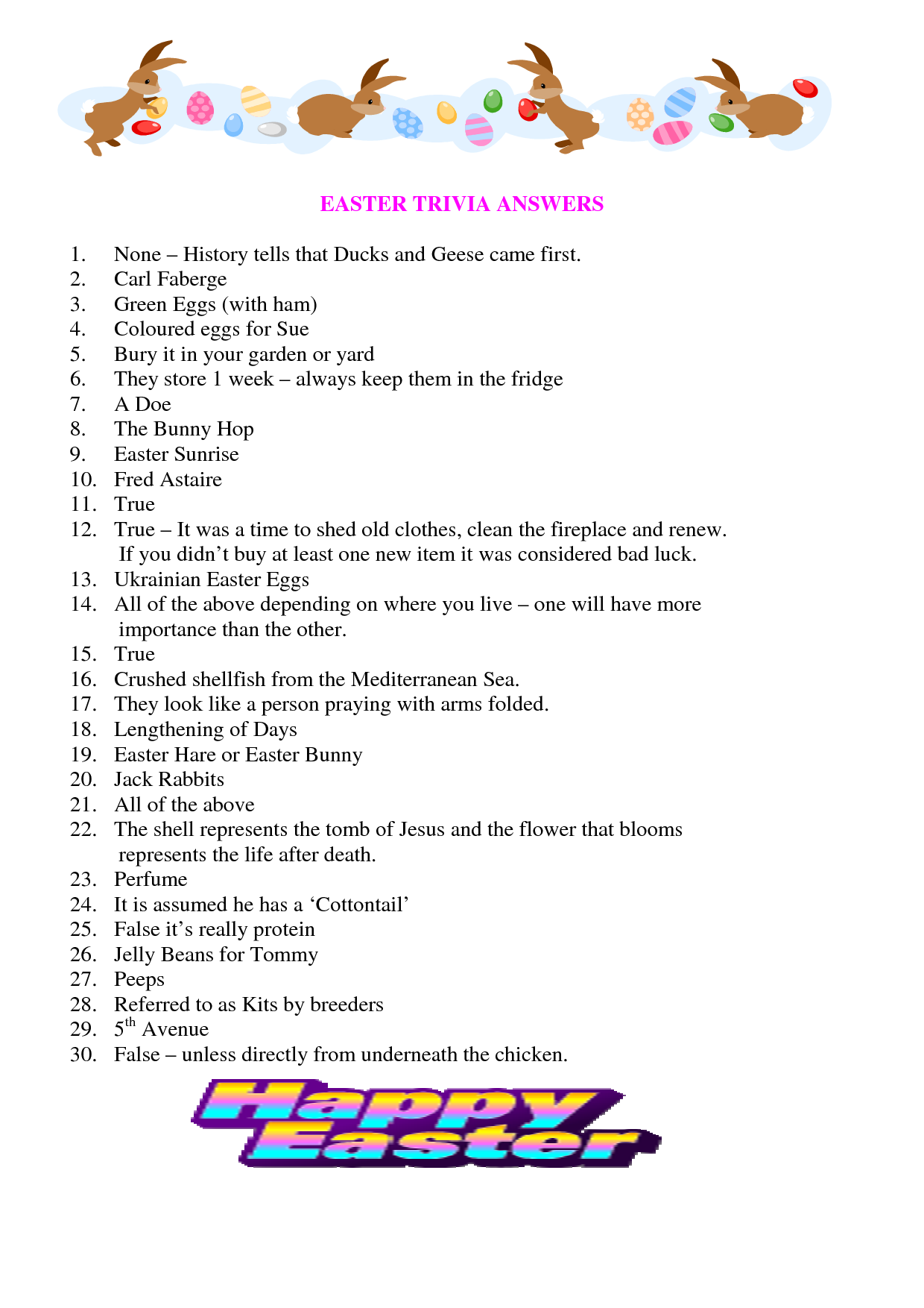 Free Printable Spring Trivia Questions And Answers