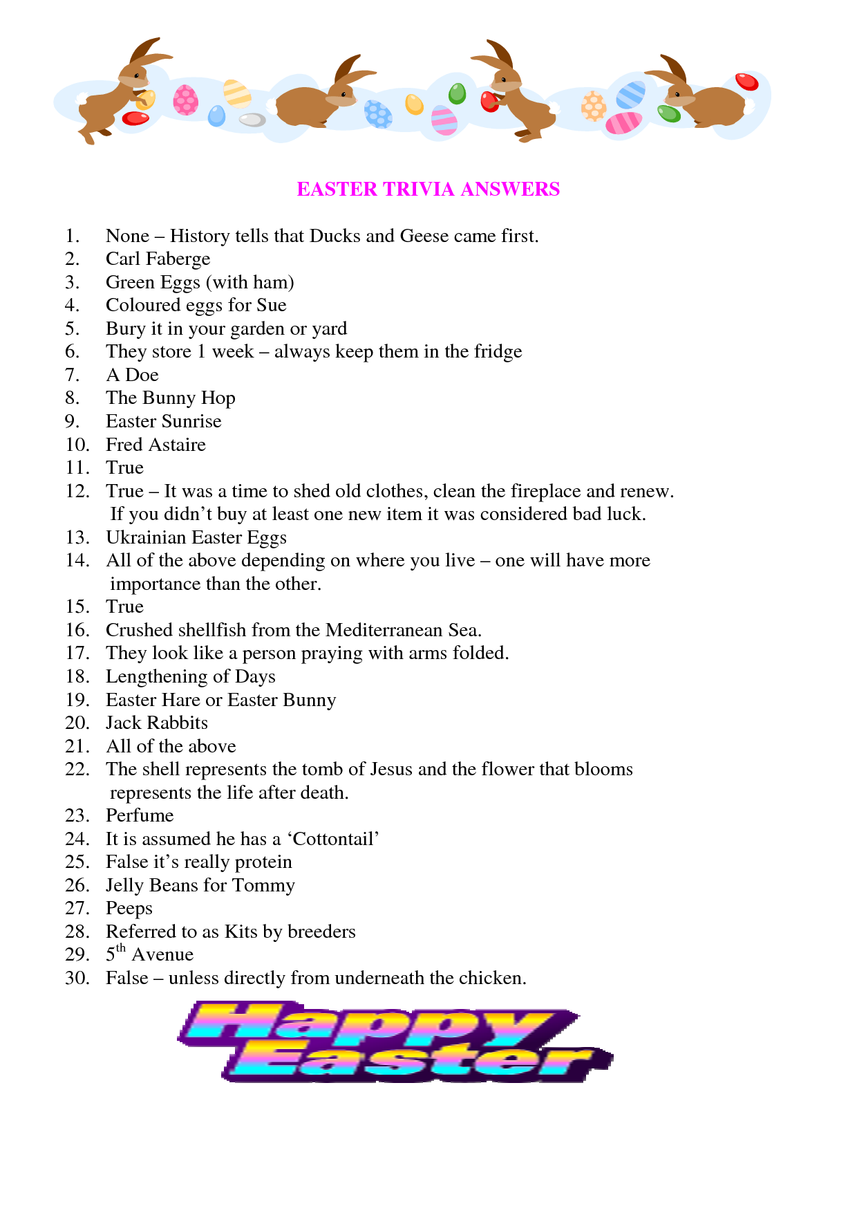 Free Printable Spring Trivia Questions And Answers Printable