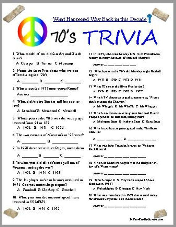 70 39 s Trivia Trivia This Or That Questions Trivia Questions Answers
