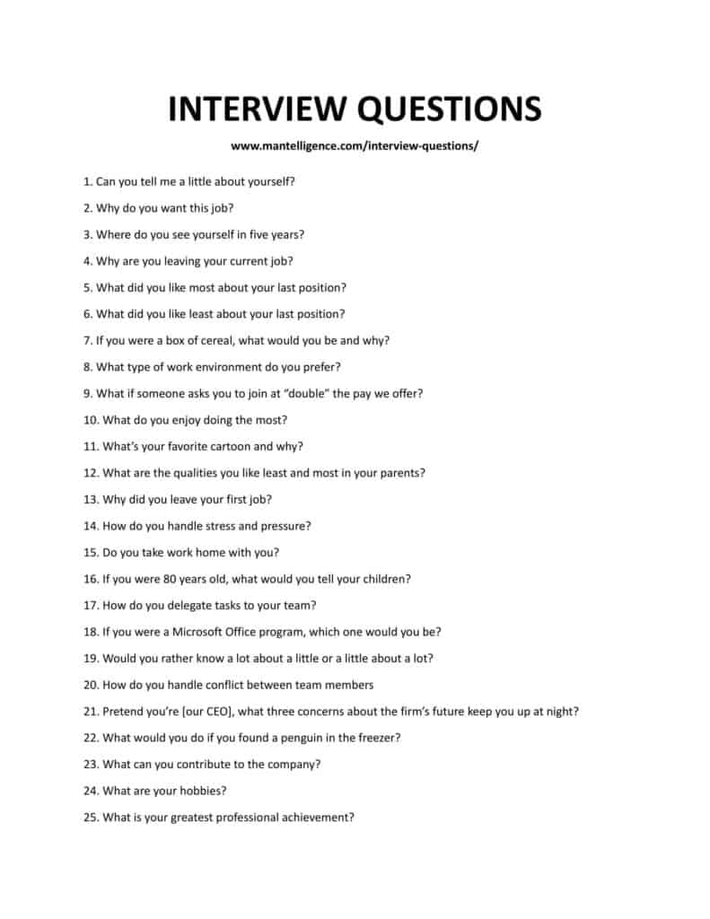 75 Best Interview Questions This Is The Only List You 39 ll Need 