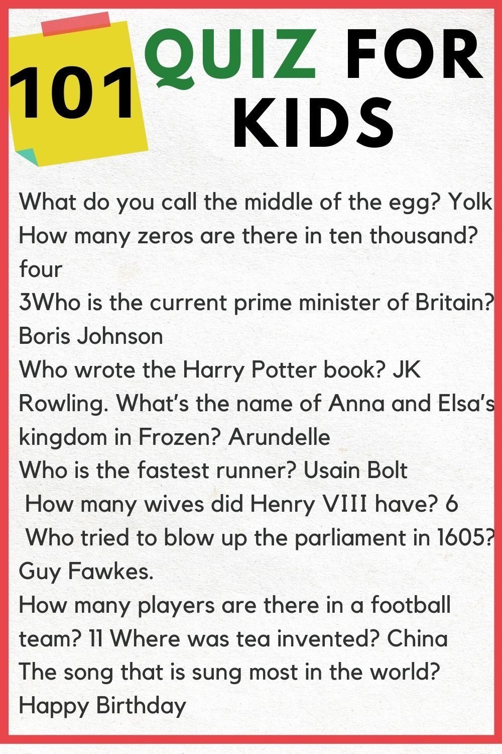 86 General Knowledge Trivia That Are Fun Easy Kids Questions 