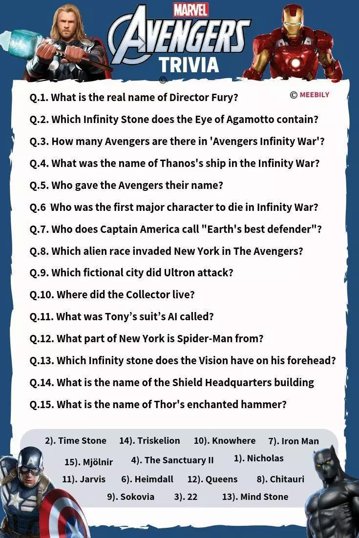 90 Avengers Trivia Questions Answers Meebily Trivia Questions