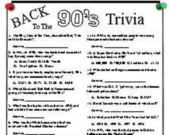 90S Trivia Questions And Answers Printable Templates Trivia answers 