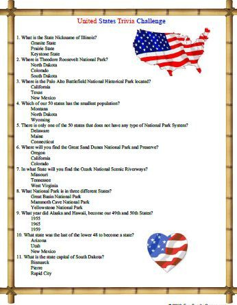 American Trivia Is A Very Broad Topic We Have Started With A Short 