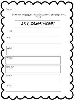Ask Answer Questions Graphic Organizer By Samantha Pfeifauf TpT