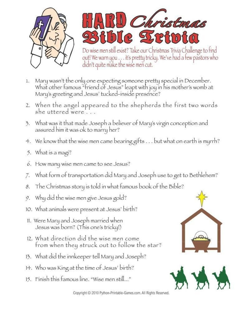 Christmas Bible Trivia Questions And Answers Printable