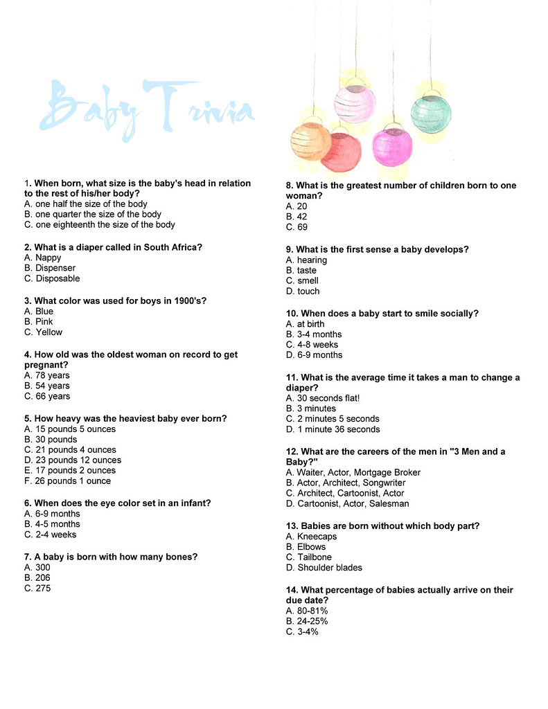 Baby Trivia Answers Baby Trivia Answers 01 B One Quarter Flickr