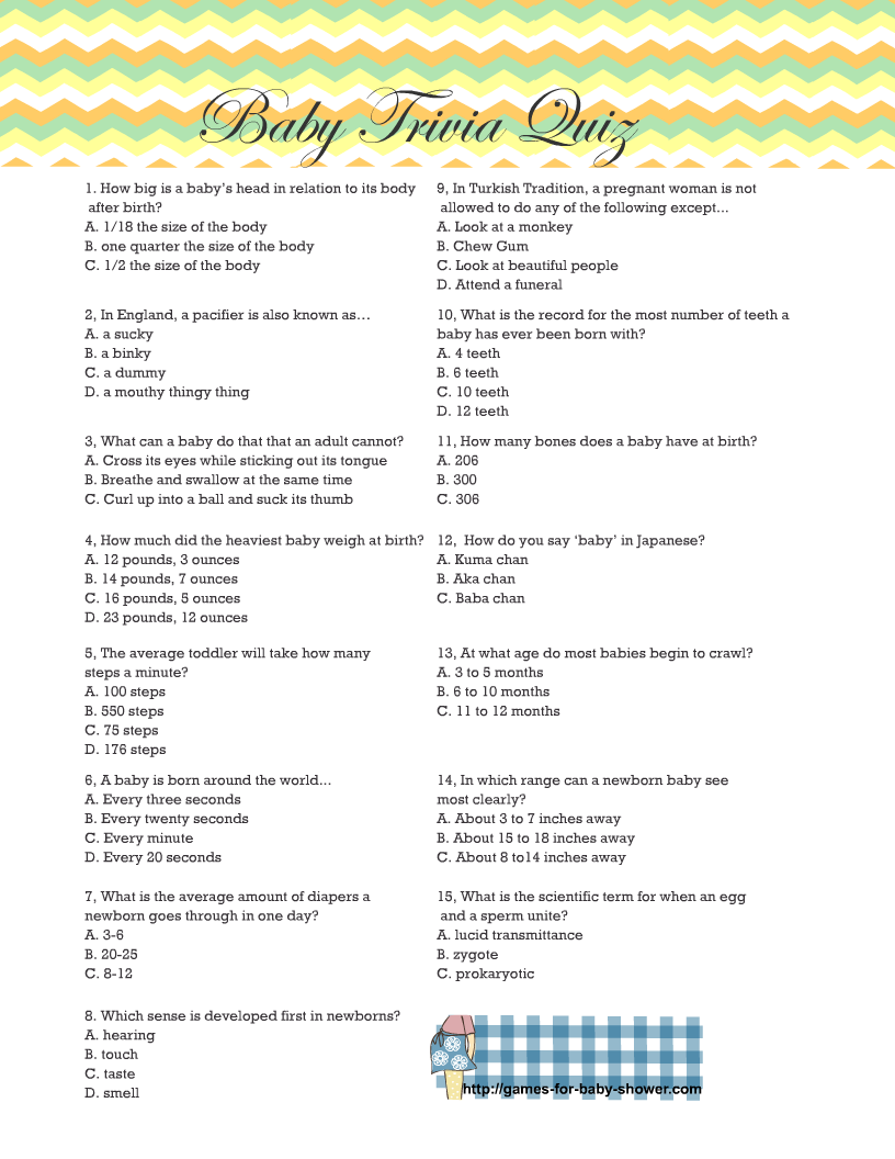 Baby Trivia Baby Shower New Baby Trivia Questions For New Parents 