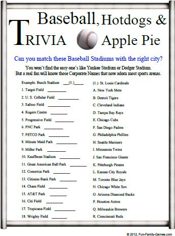 Baseball Trivia Is A Good Challenge For Your Baseball Knowledge 