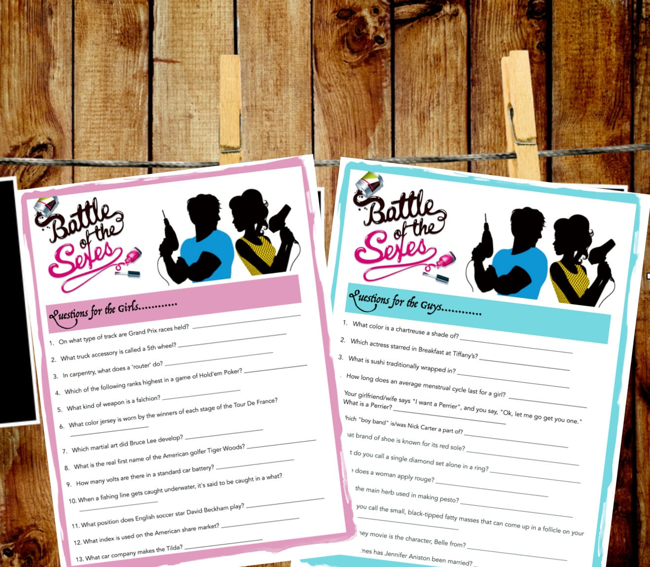 Battle Of The Sexes Couple Shower Game Trivia Etsy