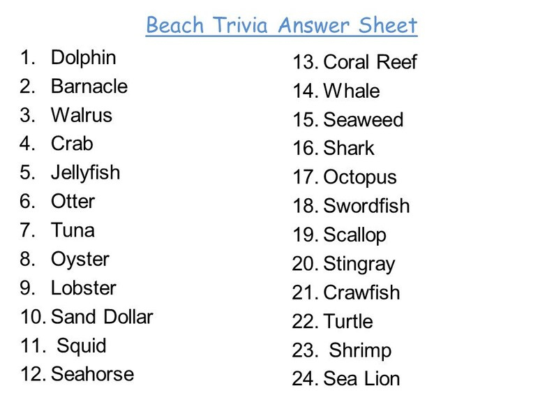 Printable Beach Trivia Questions