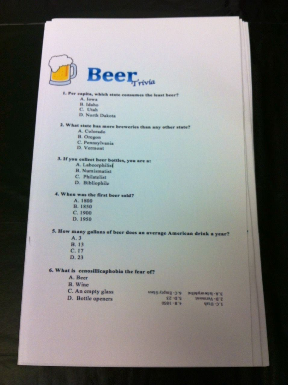 Beer Trivia For Beer Tasting Party Beer Tasting Parties Craft Beer 