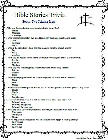 Printable Bible Quiz Questions And Answers