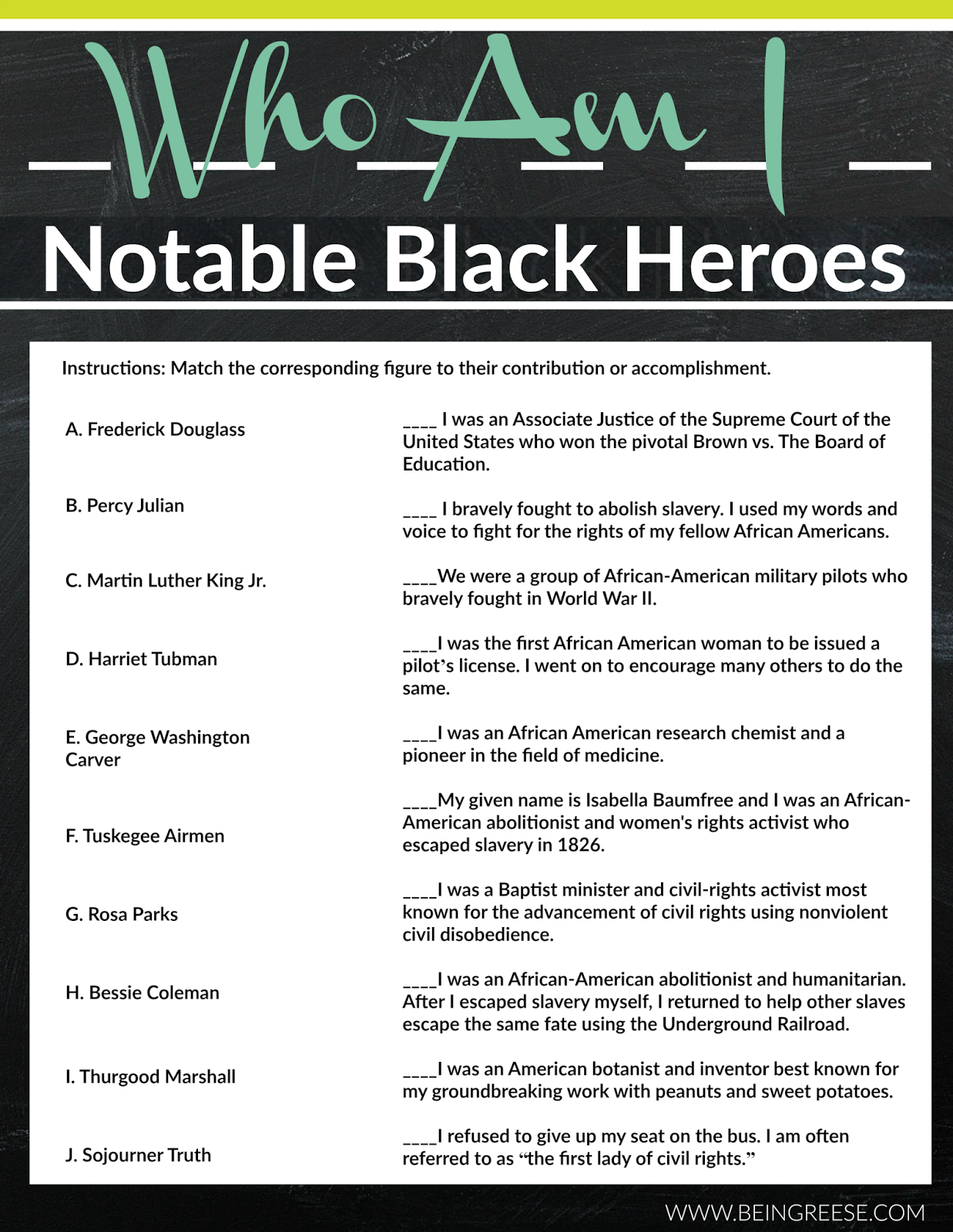 Black History Month Trivia Printable Trivia Printable