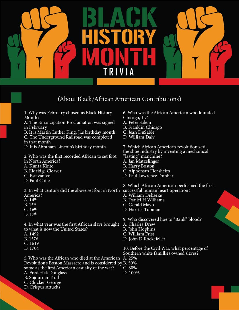 Black History Month Trivia Questions And Answers Printable Printable 