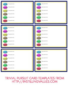 Blank Tab And Type Trivial Pursuit Cards By Shauna Conway TpT