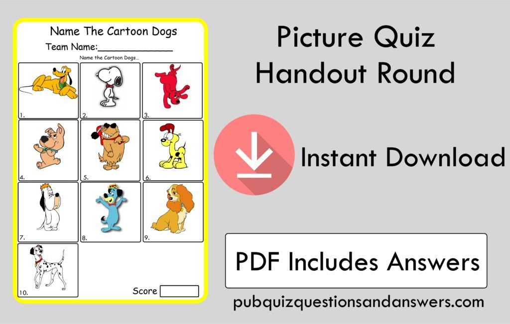 Cartoon Dogs Picture Quiz Pub Quiz Questions Quiz Questions And 