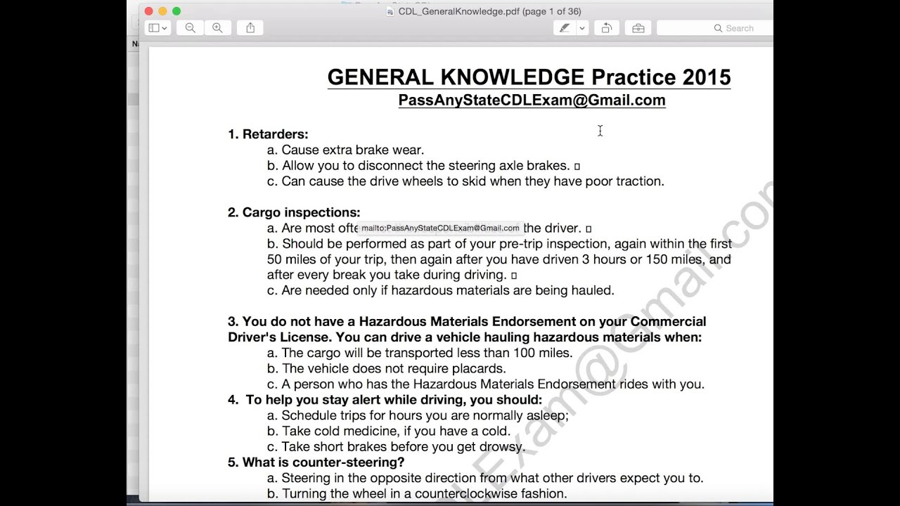 Ca Cdl Test Questions And Answers Printable