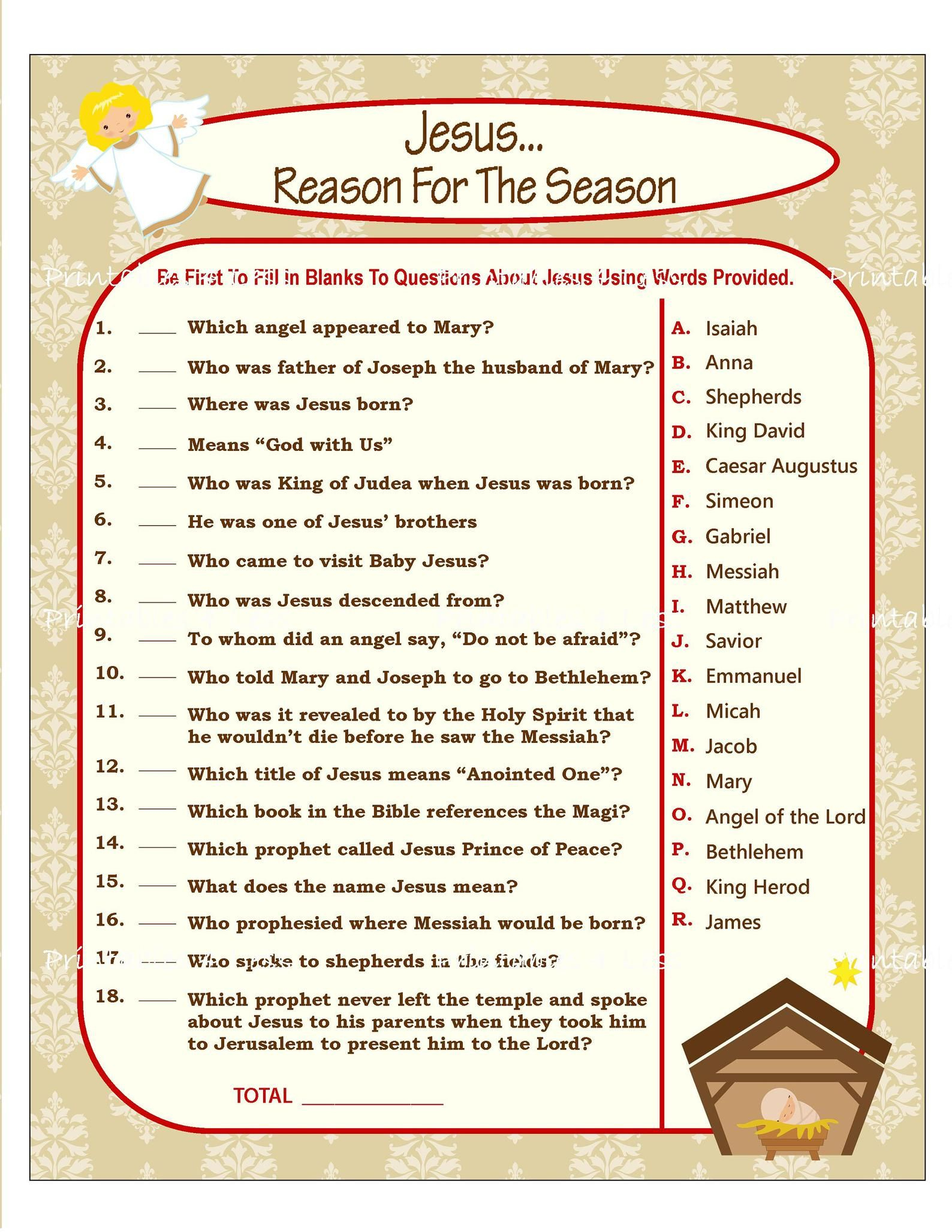 Christian Christmas Trivia Questions Printable