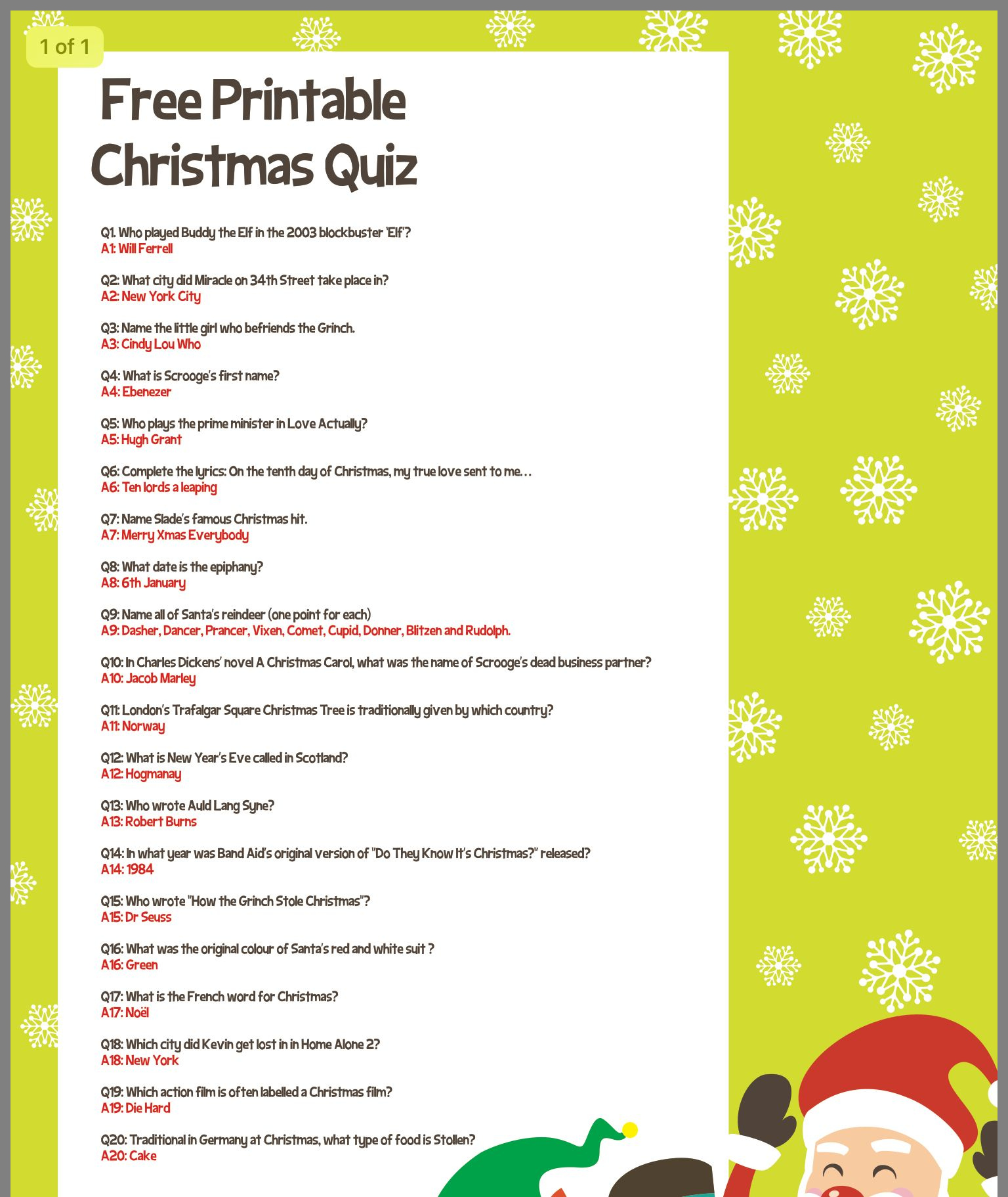 Free Printable Christmas Bible Quiz Questions