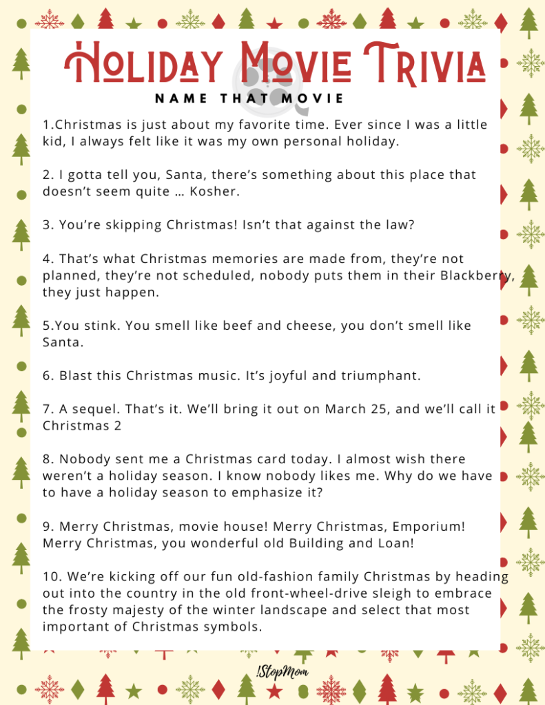 Christmas Movie Picture Quiz With Answers Printable Best Event In The 
