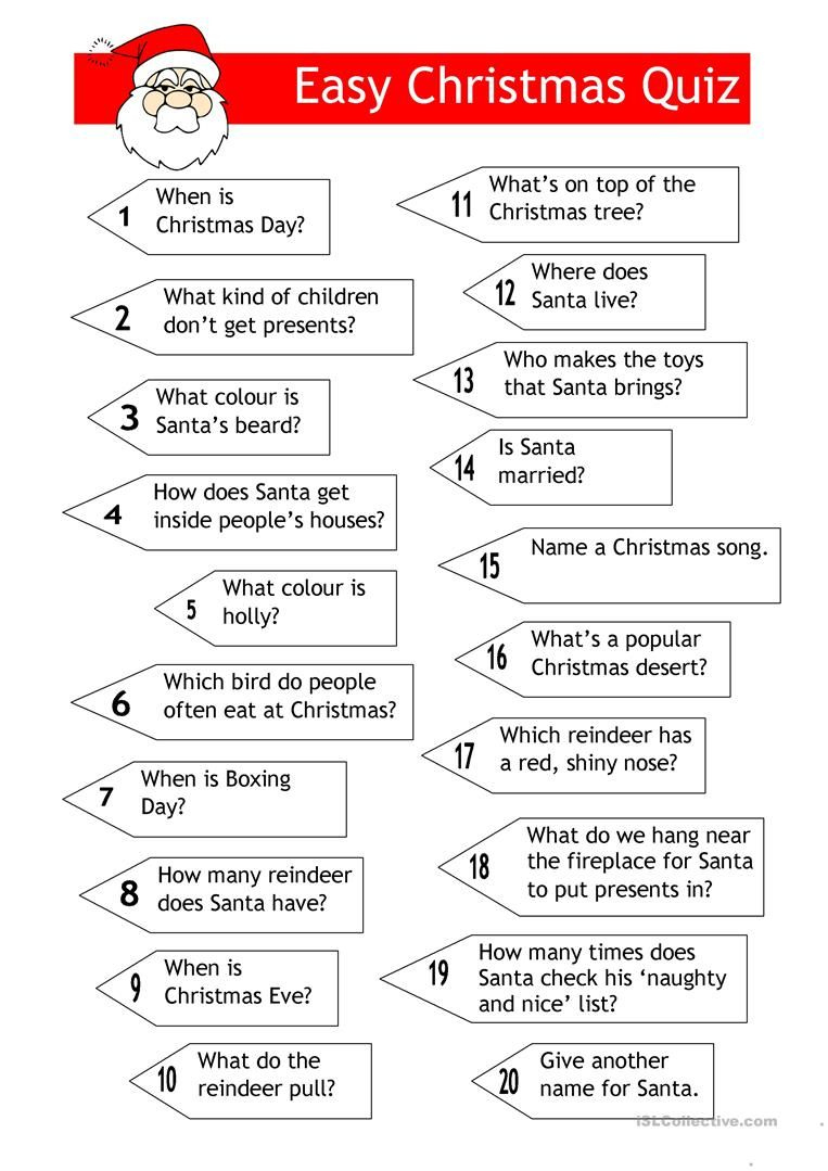 Christmas Quiz Easy With Answers CHRISMASIH