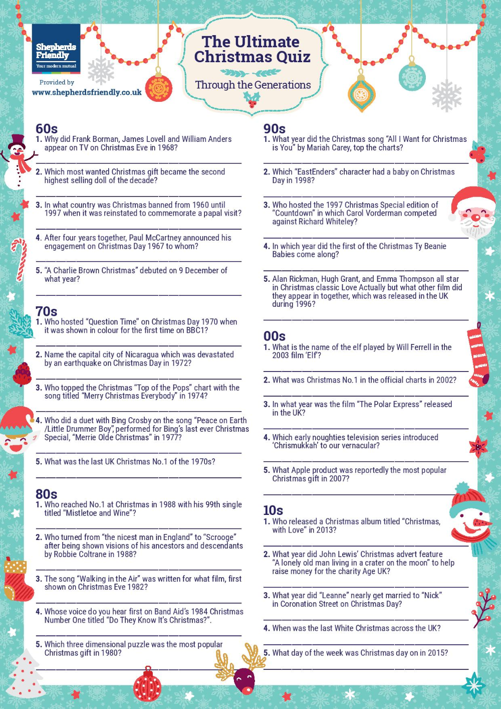 Free Printable Holiday Trivia Questions And Answers